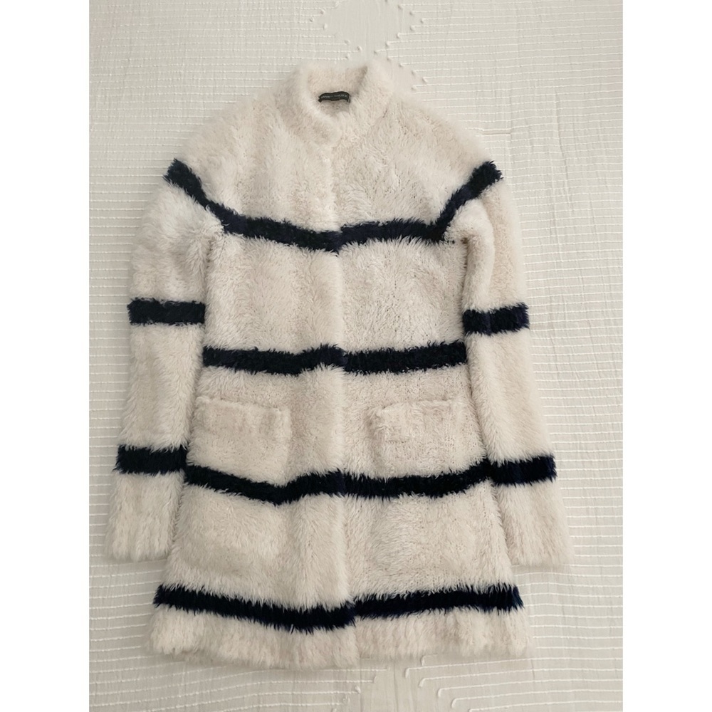Banana Republic fluffy striped "coatigan" sweater coat, XS, EUC